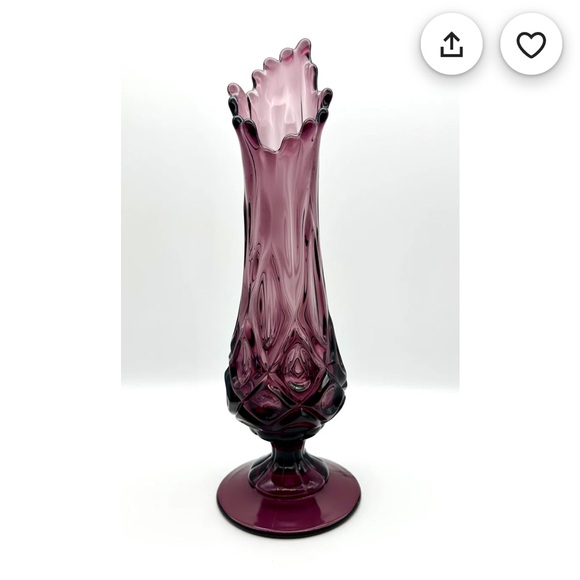 Vintage Viking Glass Amethyst Purple Swung Vase Signed SM Sandwich Glass Museum - Picture 1 of 10